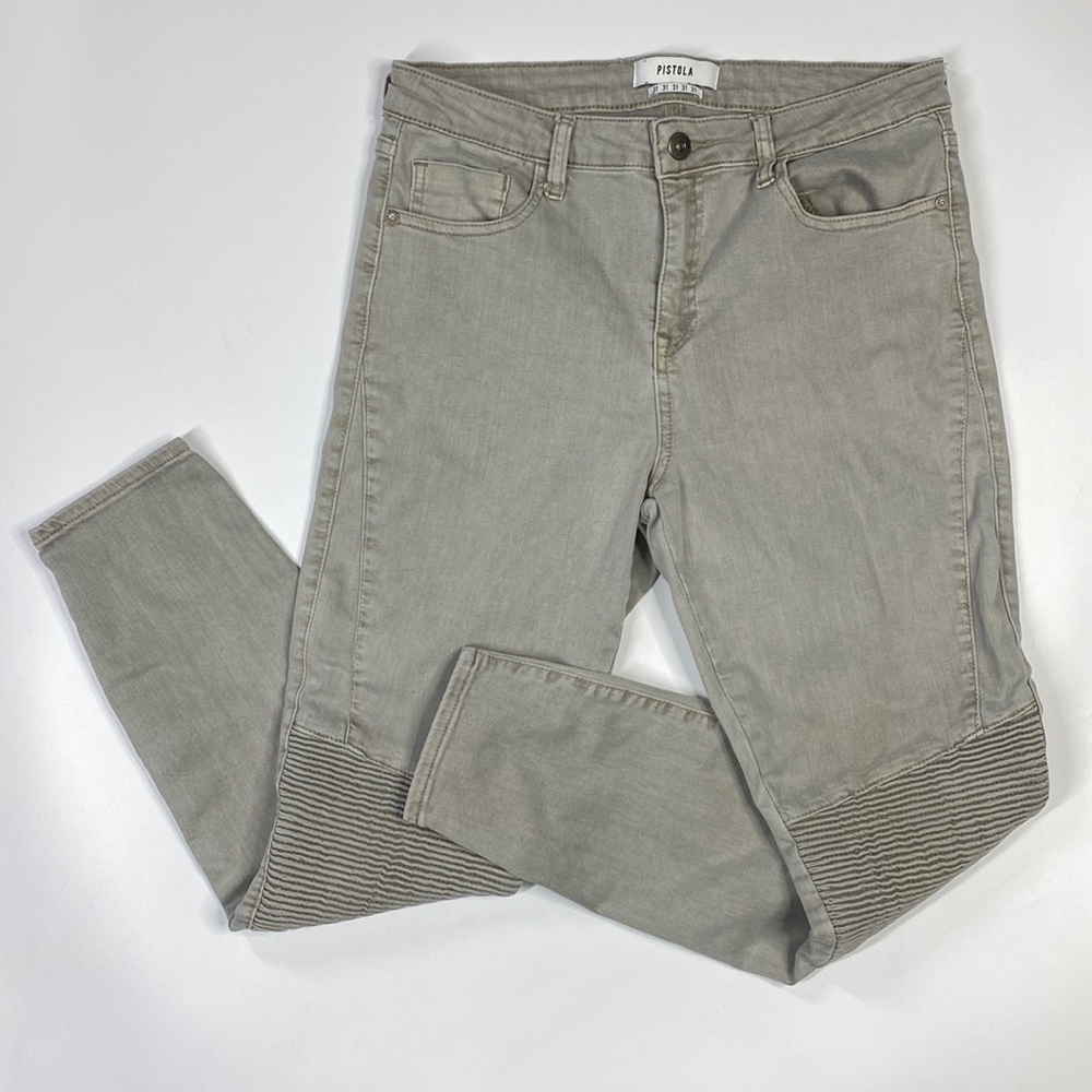 Pistola Audrey Grey Skinny Moto Jeans Size 31